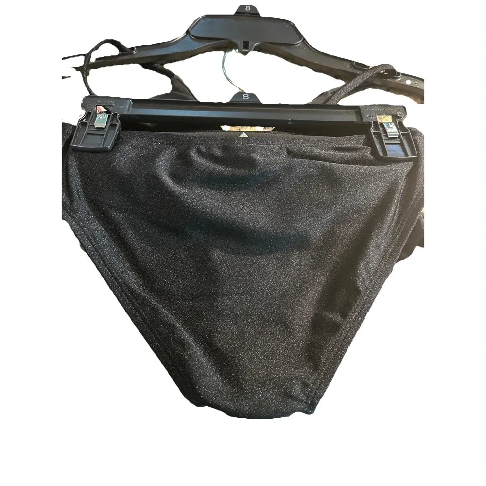 Chelsea & Violet Bathing Suit Girl's 8 Black 2 Piece Ruffle Swim Suit Bikini NWT